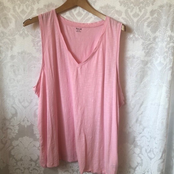 Madewell Tops - Madewell 100% Cotton Pink Sleeveless V- Neck T-Shirt Size 3X